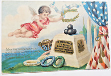 DECORATION DAY In Memoriam to Brave Souls EMBOSSED UNPOSTED POSTCARD, Angel Flag picture
