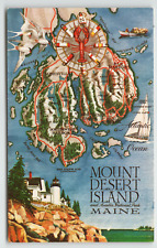 Postcard Map of Mount Desert Island Arcadia National Park, Maine picture