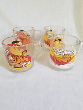 Set of 4 Vintage McDonalds GARFIELD Clear Glass Coffee Cup Mugs 1978 picture