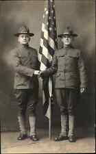 Patriotic Studio Image American Flag WWI Army Soldiers c1915 GREAT IMAGE RPPC picture