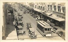 RPPC Postcard; King Street Scene Honolulu HI Cars & Trolley, Signs, c1930? picture