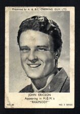 JOHN ERICSON rhapsody 1954 A & B C CHEWING GUM FILM STARS #66  picture