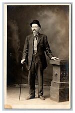 Portrait Many Bowler Hat Cane Dougherty Bros. Dayton, OH RPPC Postcard 1904-20's picture