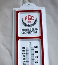 Vintage Farmers Grain Co-op Thermometer Made In USA Metal picture