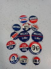 Lot Of 14 Vtg Campaign Pins. LBJ, WALLACE, EISENHOWER, BYRD picture