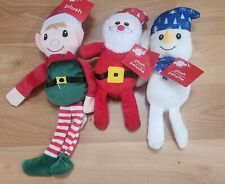 Christmas House lot of 3 plush. santa, snowman,elf. NEW w/ tags. see pics for sz picture