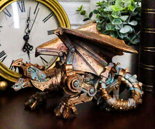 Ebros Roaring Steampunk Copper Skinned Robotic Cyborg Winged Dragon Figurine picture