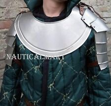 Medieval Larp Warrior steel Pair Of Pauldrons with Gorget Armor Shaulder Armor picture