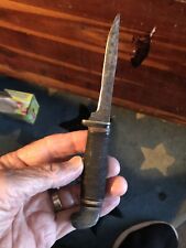 Vintage 7-1/4” Stacked Leather Handle Fixed Blade Hunting Knife w/ 3-1/2” Blade picture