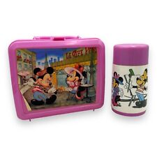 VTG Aladdin Pink Mickey Mouse & Minnie Mouse Plastic Lunchbox W/ Thermos Paris picture