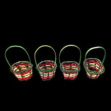 4ct Mini Basket Christmas Ornament Red Green Woven AS IS picture