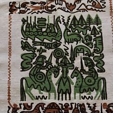 RARE Vintage Norse mythology hand printed fabric by Elenhank designers 49” X 54” picture