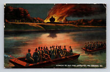 1916 Burning of Old Fort Dearborn War of 1812 Chicago IL Postcard picture