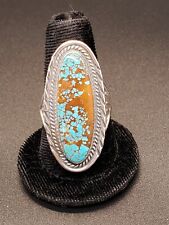 Navajo Kingman Spiderweb Turquoise Ring Size 9.5 Sterling Silver Vintage USA picture