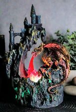 Ebros Red Garnet Fire Dragon By Rocky Mountain With Castle LED Light Figurine picture