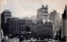 VINTAGE POSTCARD GLITTERED PANORAMA OF CITY HALL PARK NEW YORK CITY POSTED 1906 picture