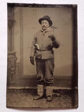 Antique Tintype Photo Occupational Armed LUMBERJACK Logger Axe Wilderness Man picture