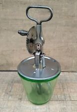 Antique A & J Hand Mixer/Egg Beater Green Uranium Depression Glass Measuring Cup picture