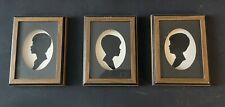 Set of 3 Vintage Pictures 1976 Silhouettes of Children in Shadow Box Frames picture