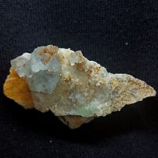blue cubic fluorite crystal with quartz cubic fluorite specimen Raw fluorite  picture