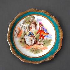 Hand-Painted Limoges France Miniature Plate Signed Artist Courting Scene 2” picture