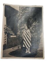 Antique Early 1900s Black & White Family Photograph Young Girl in American Flag  picture