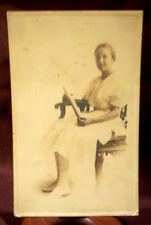 Antique RPPC 1904-1918 Posing Pretty Girl, with Diploma, Studio Photo picture