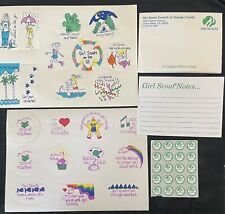 REDUCED VINTAGE 1980’s GIRL SCOUT SHEETS of STICKERS-SHEETS NOTE PAPER-POST-ITS picture