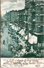 VINTAGE POSTCARD GLITTERED HESTER STREET CROWDED SCENE NEW YORK CITY POSTED 1905 picture