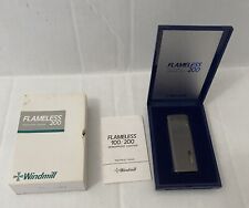 Windmill Flameless 200 Lighter Vintage New In Box Thin Slim Gray Silver Gunmetal picture