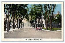 c1920's Elm Street Classic Car Lined Trees Waterville Maine ME Vintage Postcard picture