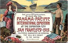 VINTAGE POSTCARD CONGRESS VOTE FOR PANAMA PACIFIC INT'L EXPO POSTED 1910 RARE picture