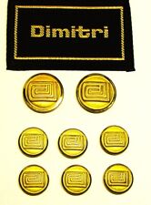 DIMITRI REPLACEMENT BUTTONS 8 pc 2 PART GOLD TONE METAL buttons FAIR USED COND. picture