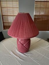 Vintage MCM Optical-ish Glass Teak Style Table Lamp Purple Tinted Drip Unique picture