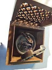 WW2 II British Royal Navy HMS Rodney battleship brass compass in wooden case picture