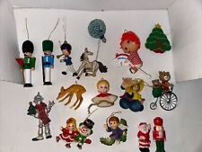 Vintage Lot Of 16 Christmas Ornaments,&  Blow Mold Skating  Girl , Santa soldier picture