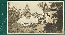 Vintage Photo Sepia Snapshot Women Sitting In Tall Grass Laughing picture