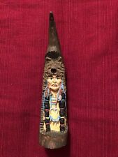 Native American Chief Indian Carved Faux Horn  7