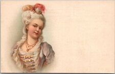 c1900s European Pretty Lady Postcard Girl Powdered Wig 18th Century Fashion picture