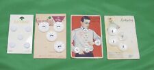 Set Of 4 Vintage White Buttons On Original Cards Fun Graphics picture
