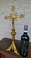 Antique french rare brass crucifix religious picture