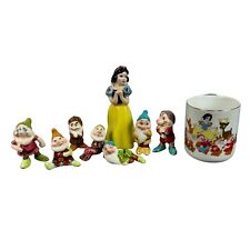 Vintage Snow White & The Seven Dwarfs Porcelain Ceramic Figures Japan Set & Mug picture