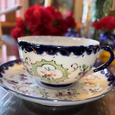 5” Saucer 3 1/4 Cup Bone China Vintage Hand Painted Illegible Mark picture