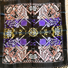 Vintage WWll Taj Mahal Silk Piano Shawl Scarf Tablecloth Black Purple Excellent picture