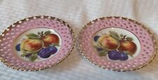 2 Vintage Royal Halsey Very Fine China Pink Reticulated Saucers Japan picture