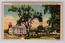 Springfield MA-Massachusetts, First Congregational Church, Vintage Postcard picture