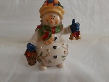 Snowman  Figurine Hand Painted Ceramic  C2 picture
