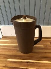 Vintage Tupperware Pitcher  Brown with Ivory Lid 2 Quart w/Push Button Lid NOS picture