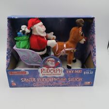 Gemmy Christmas Santa Rudolf The Red Nose Reindeer Sleigh Animated New 2005 picture