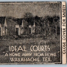 c1940s Waxahachie, Tex. Ideal Courts w/ Photo Matchbook Cover Webb Square TX C36 picture